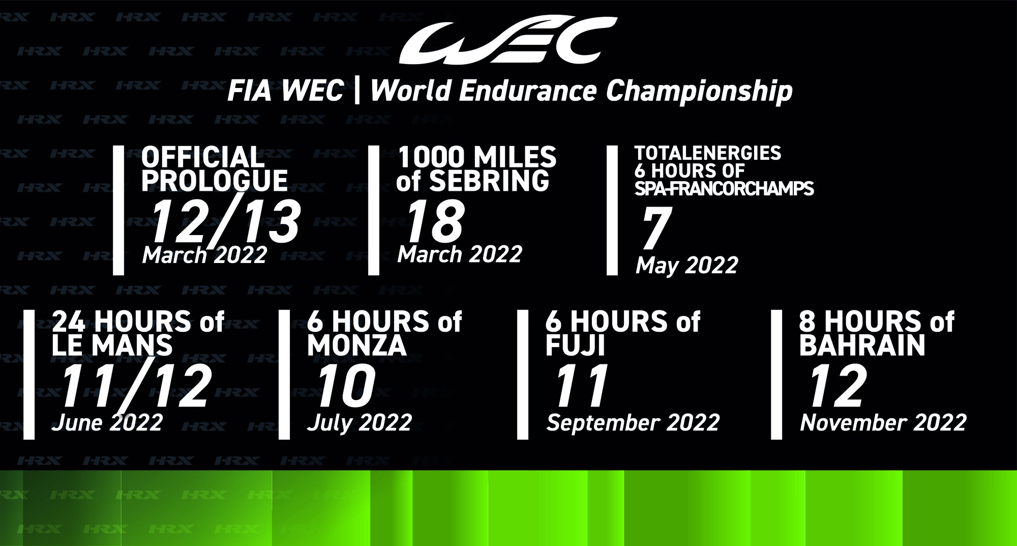 Fia Wec Calendar 22