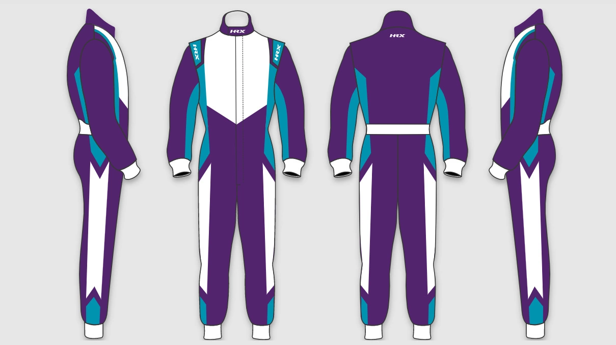 Zero racesuit WVC design in Violet and Fluo Blue